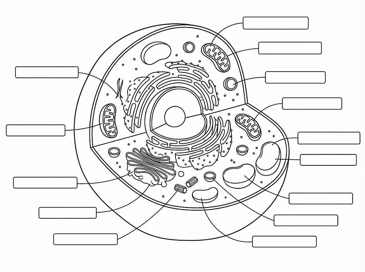 Animal Cell With Blank Label Lines
